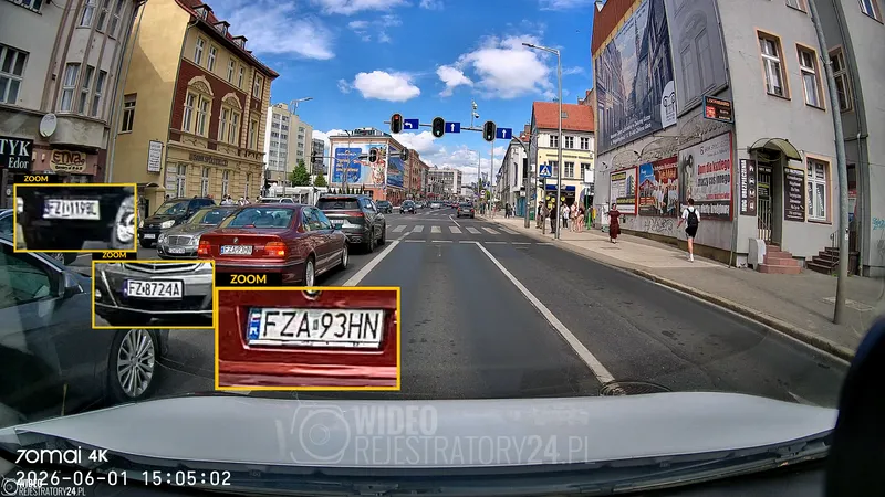 skuteczność nagrań kamery samochodowej 70mai m310 plus 4k